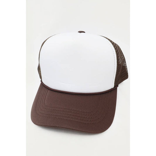 Classic Foam Dark Color Trucker Hat: BROWN/WHITE / ONE