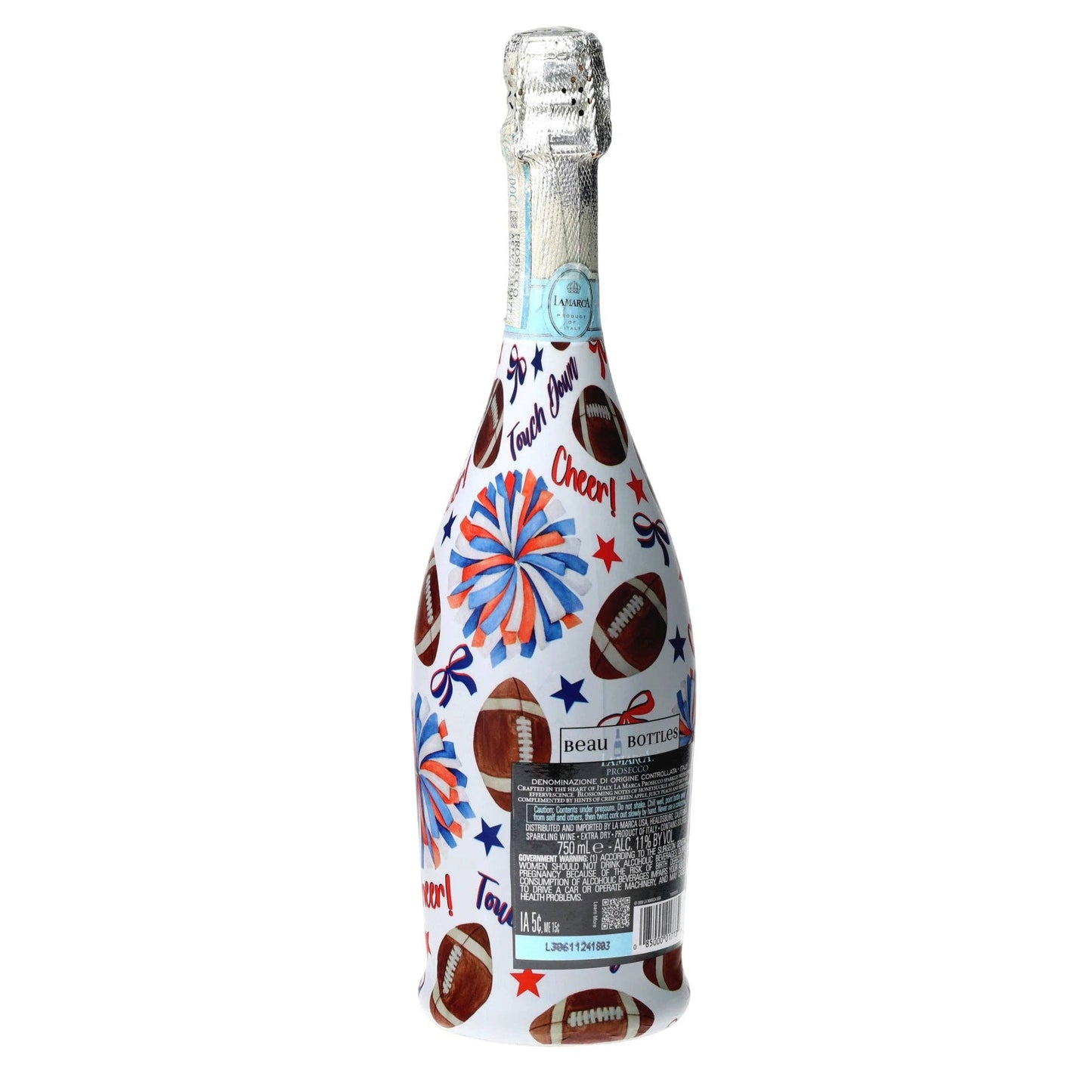 Blue & Orange Game Day Prosecco Bottle Wrap