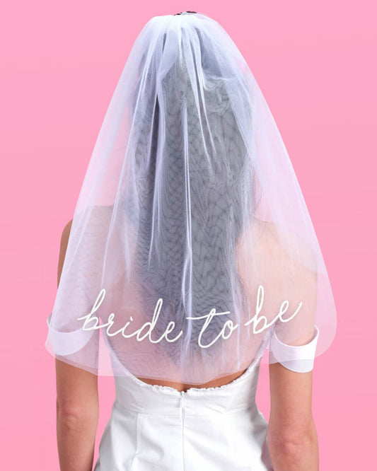 Bride To Be Embroidered Veil | White Bridal Shower, Bach