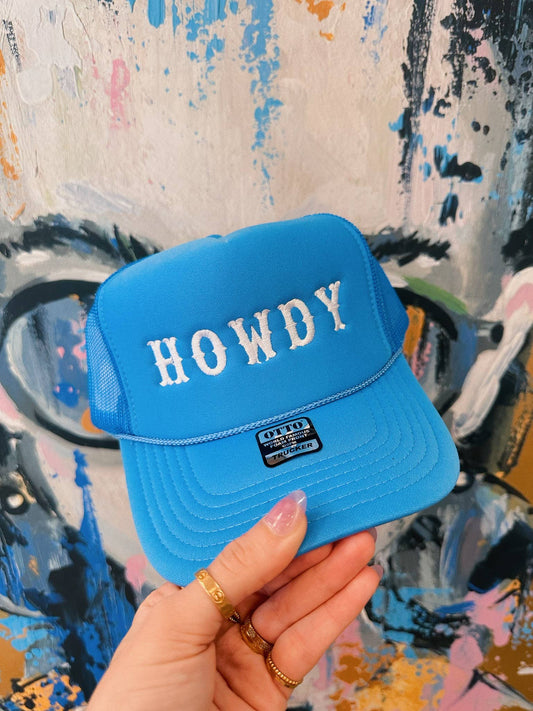 Howdy Trucker Hat: Embroidery : Blue