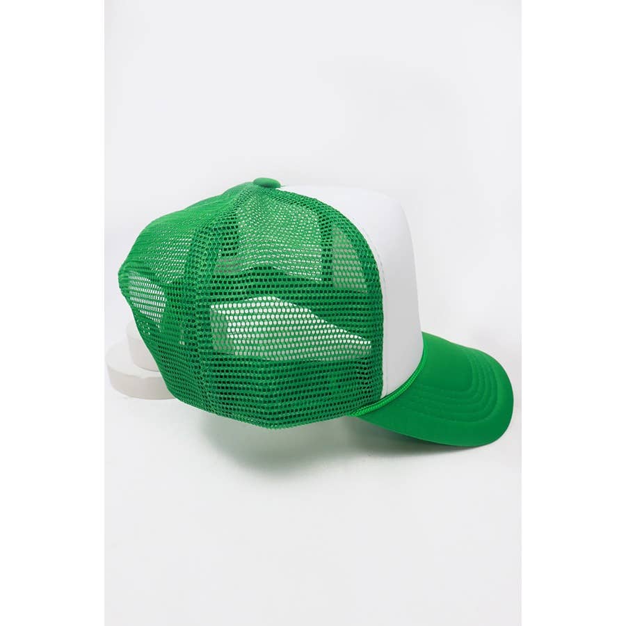 Classic Foam Solid Two Tone Trucker Hat: GREEN / ONE