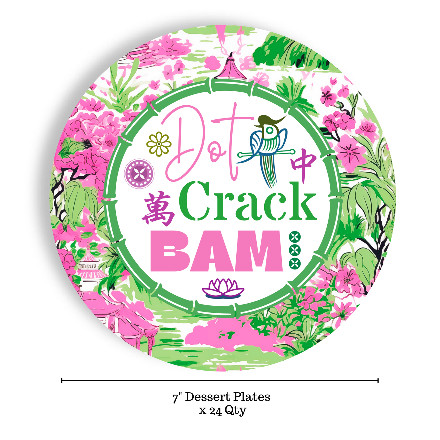 Mahjong Menu 24ct 7" Paper Plates– App/Dessert Separates