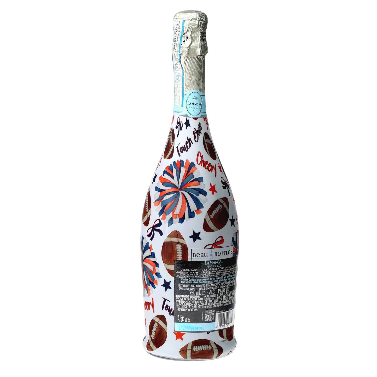 Navy & Orange Game Day Prosecco Bottle Wrap