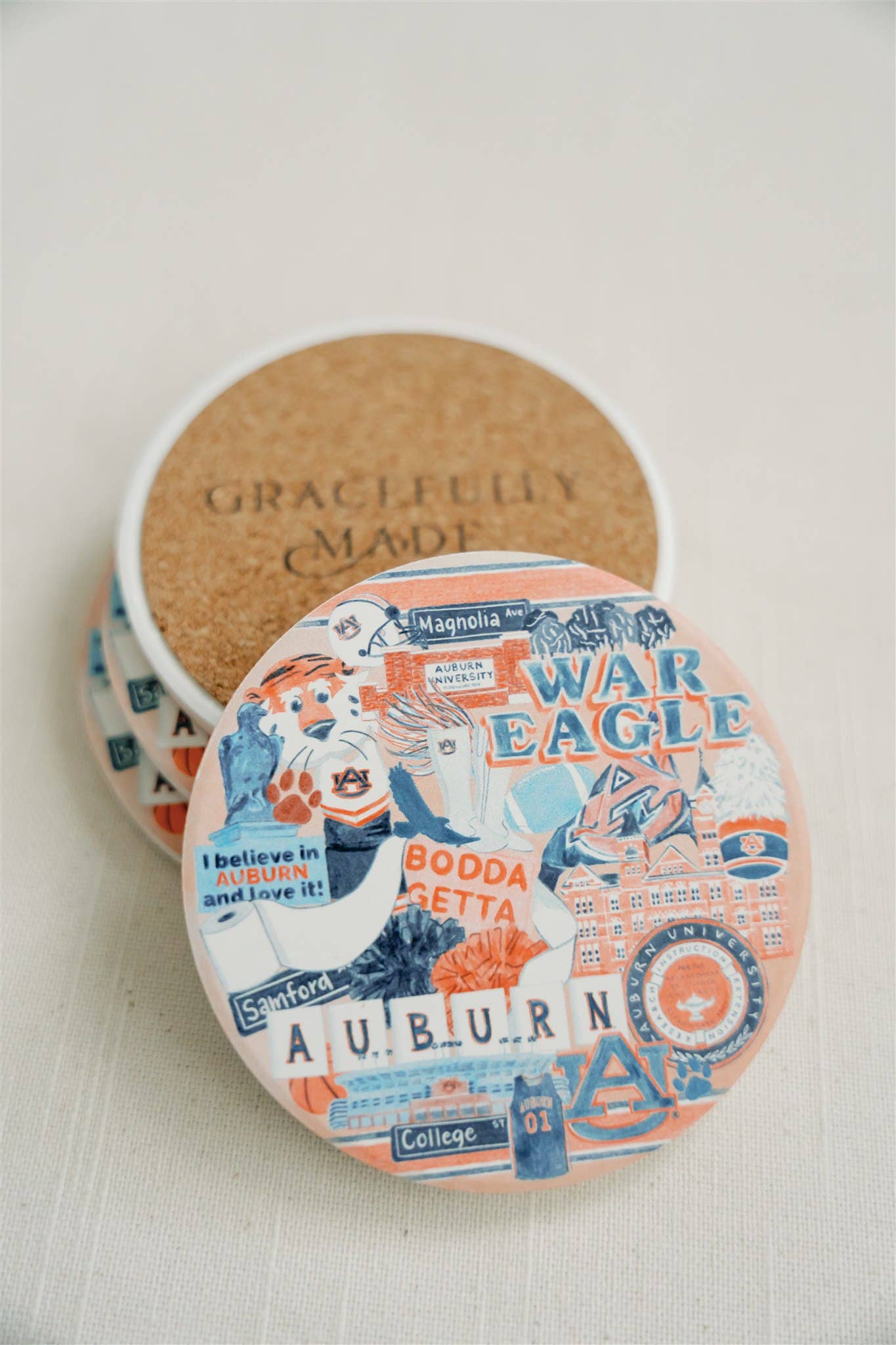 Ceramic Auburn University Coaster Pack