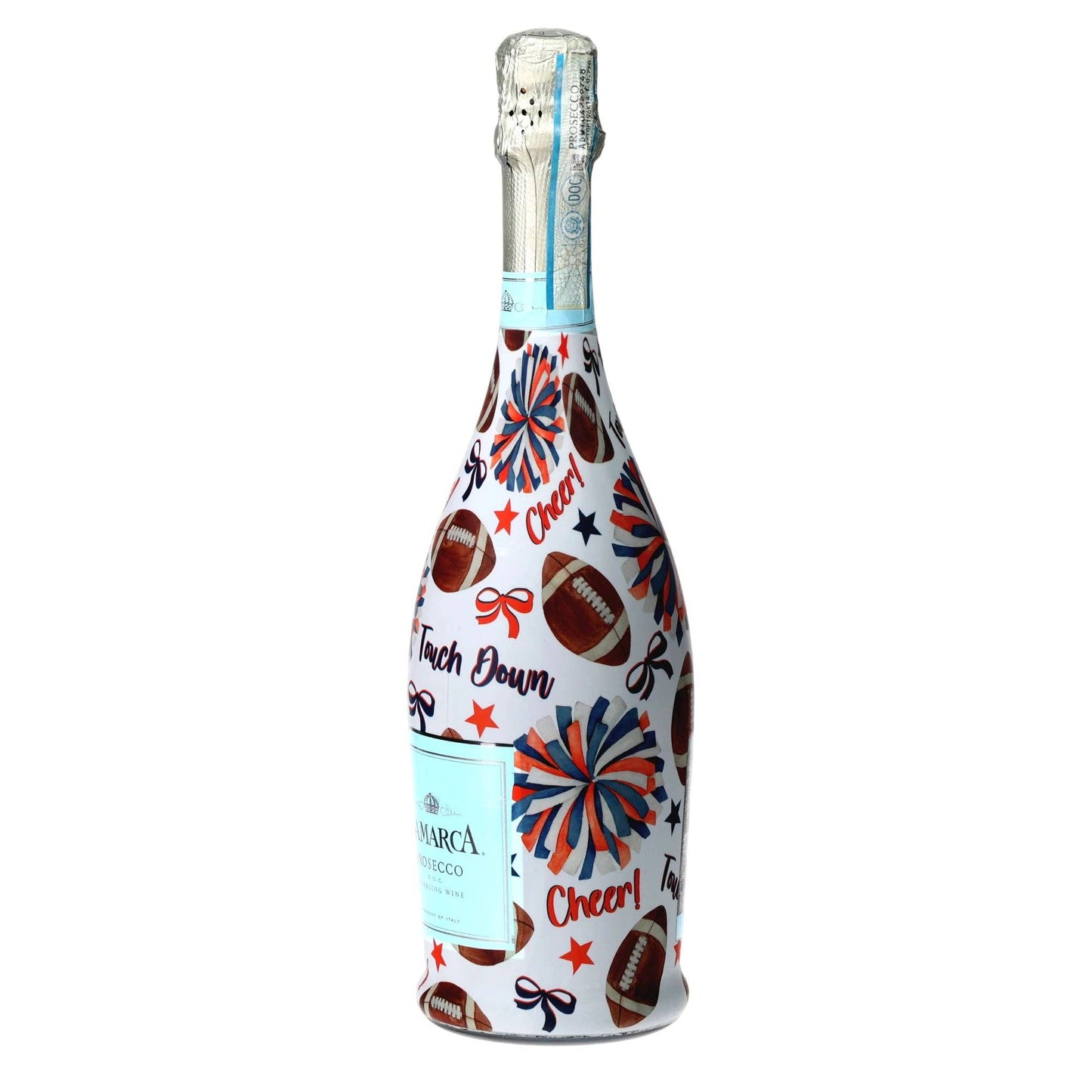 Navy & Orange Game Day Prosecco Bottle Wrap