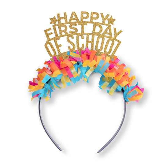 Happy First Day of School - Back to School - Party Headband: Gold/Multi