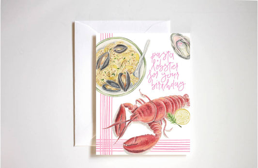 Pasta and lobster for your birthday card