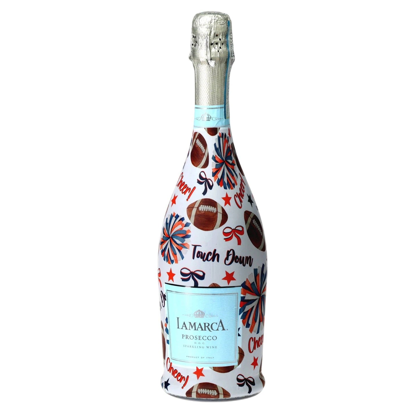 Navy & Orange Game Day Prosecco Bottle Wrap