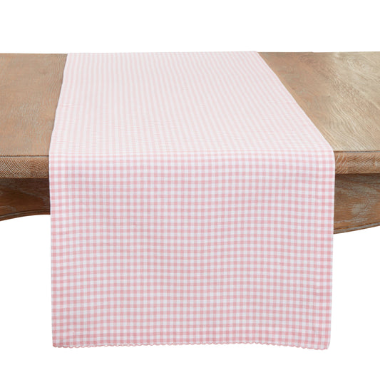 Traditional Gingham Table Runner: Pink / 16"x72"