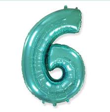 42 Inch Teal Number 6 Foil Balloon