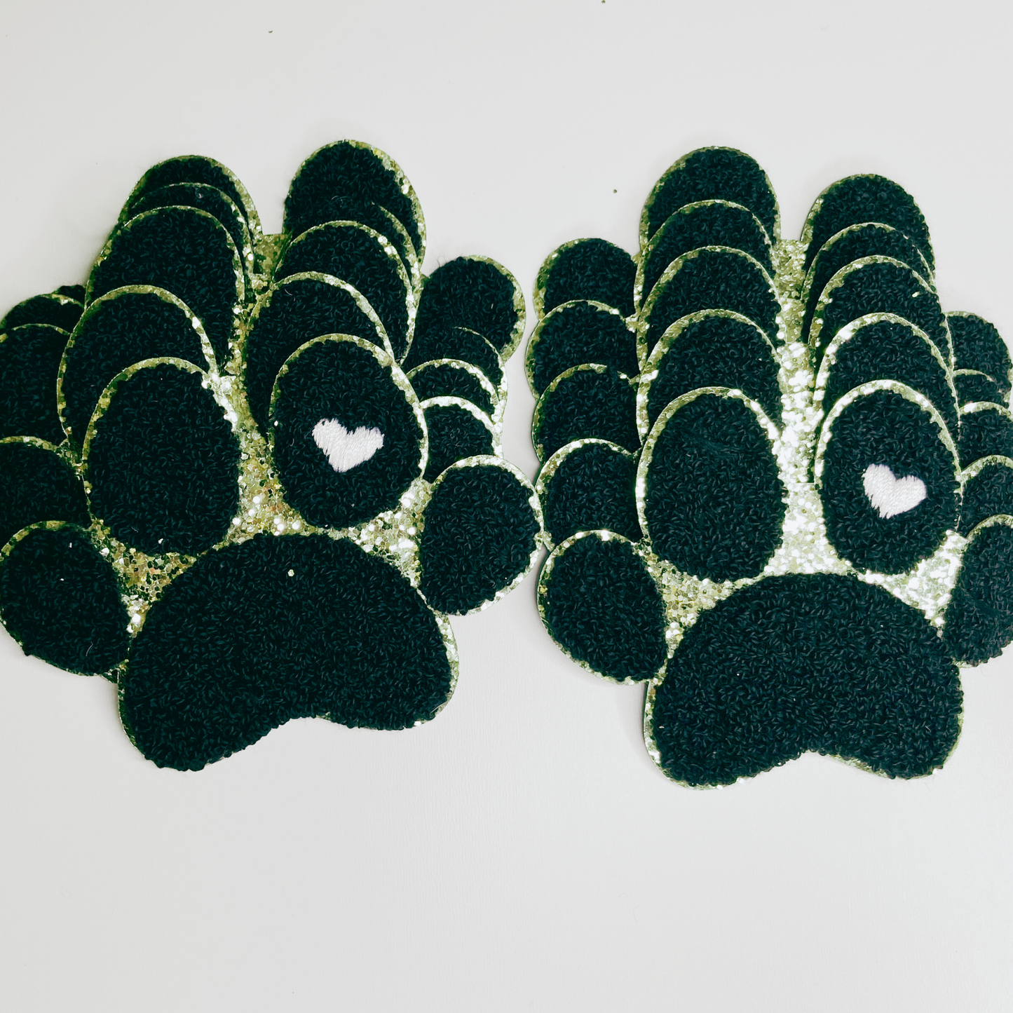 Paw Print with Embroidery heart detail - Chenille Patch: Chenille Patch