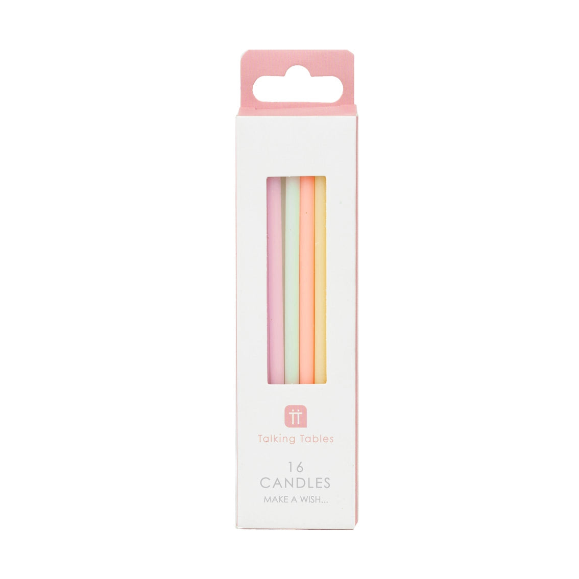 Rainbow Pastel Birthday Candles - 16 Pack