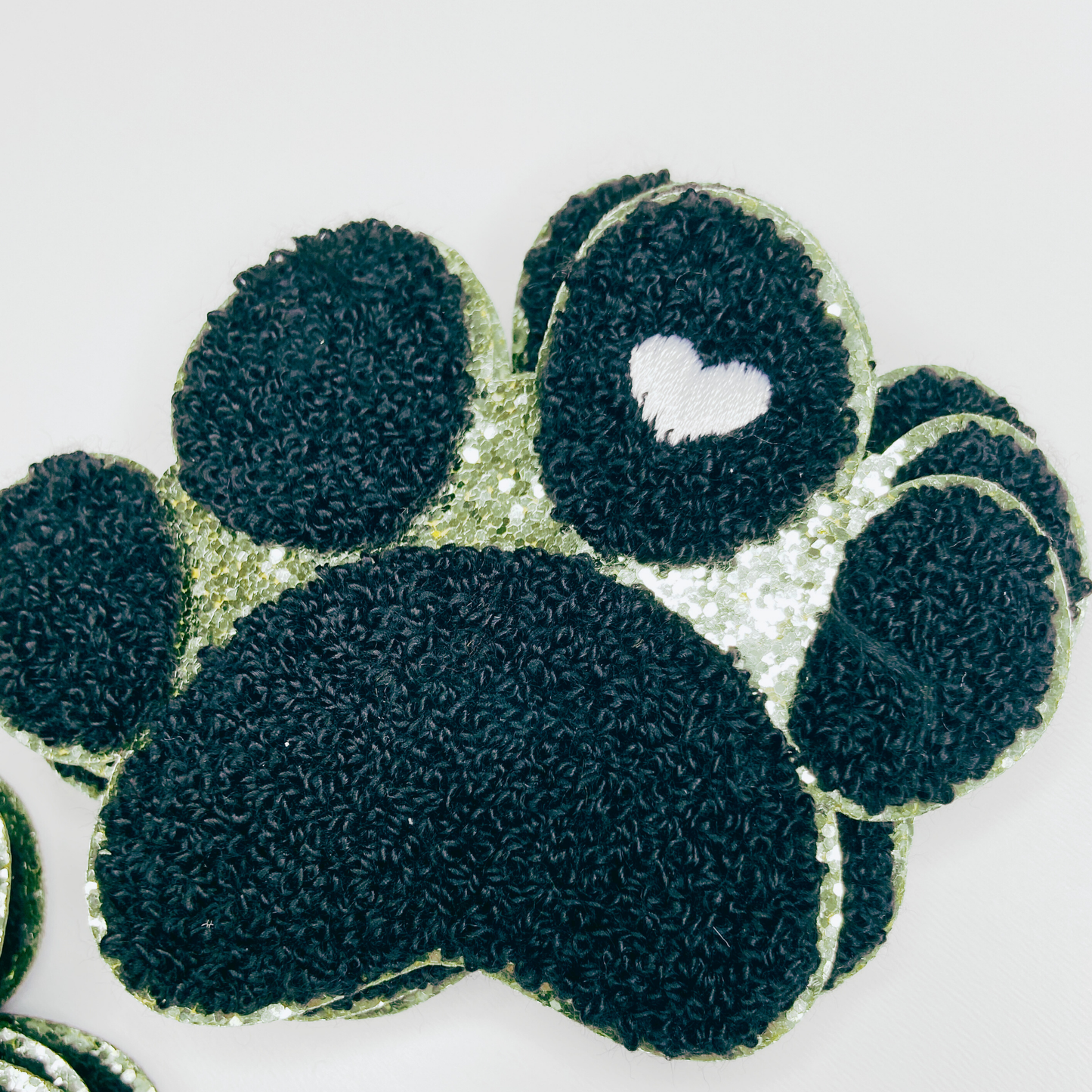 Paw Print with Embroidery heart detail - Chenille Patch: Chenille Patch