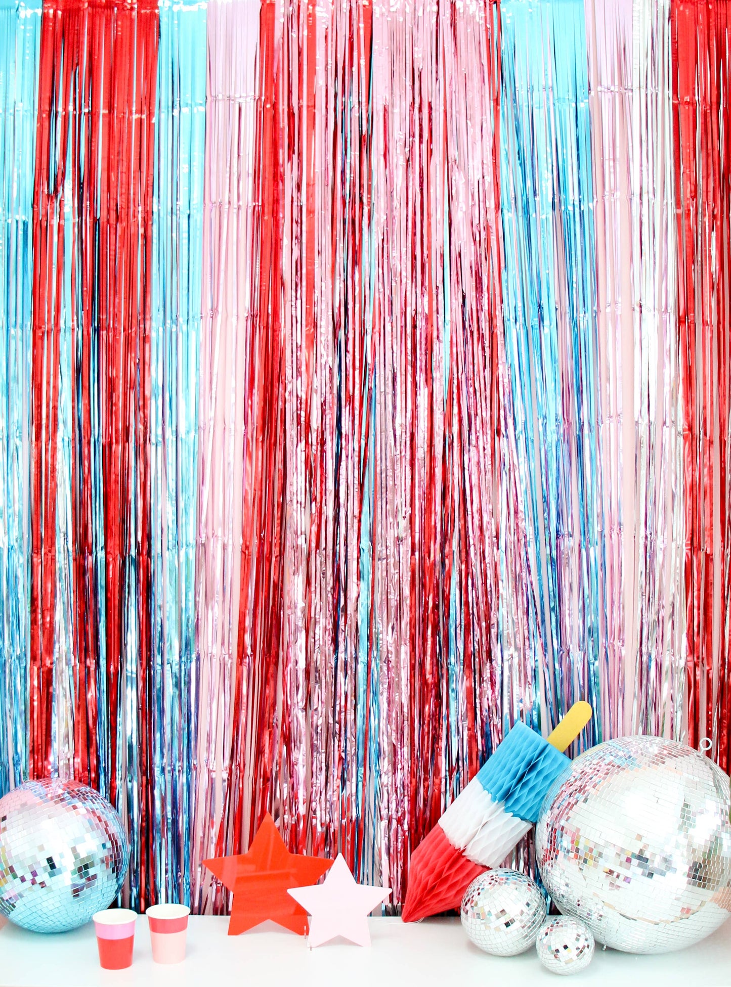 Mylar Fringe Curtain - Patriotic Pack for the 4th of July 