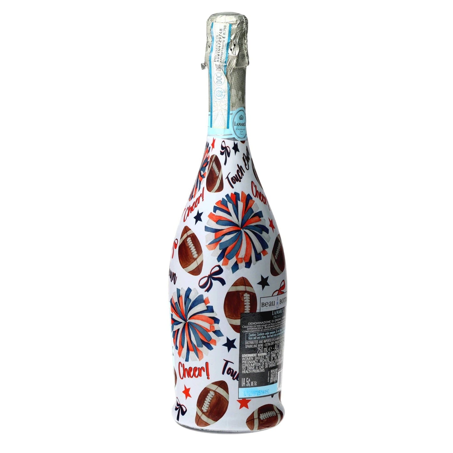 Navy & Orange Game Day Prosecco Bottle Wrap