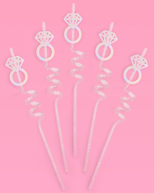 Diamond Ring Swirl Straws | Bridal Glam, Bachelorette