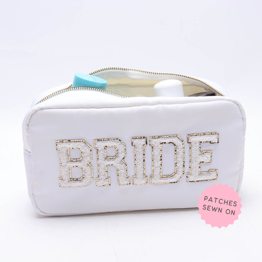 Bride Makeup Bag, Bride Gift, Bride Patch Bag: Pink Mrs