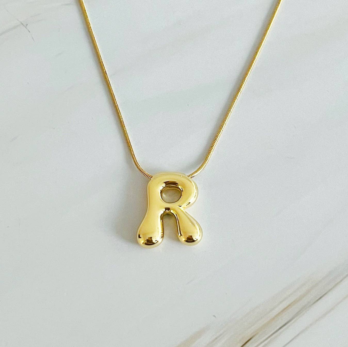 Balloon Letter Initial Necklace: C