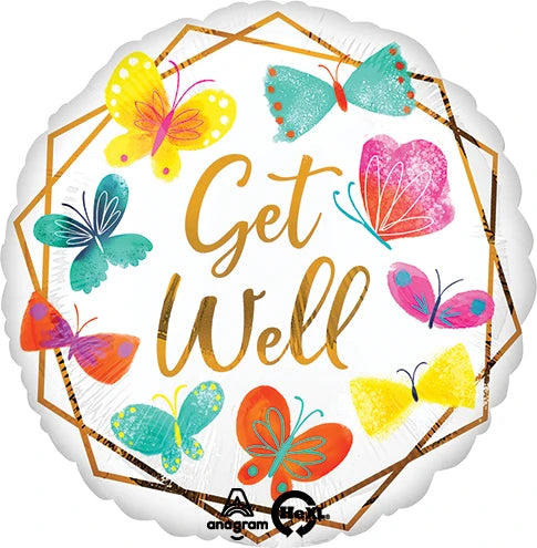 Get Well Butterfly 18 Inch Foil