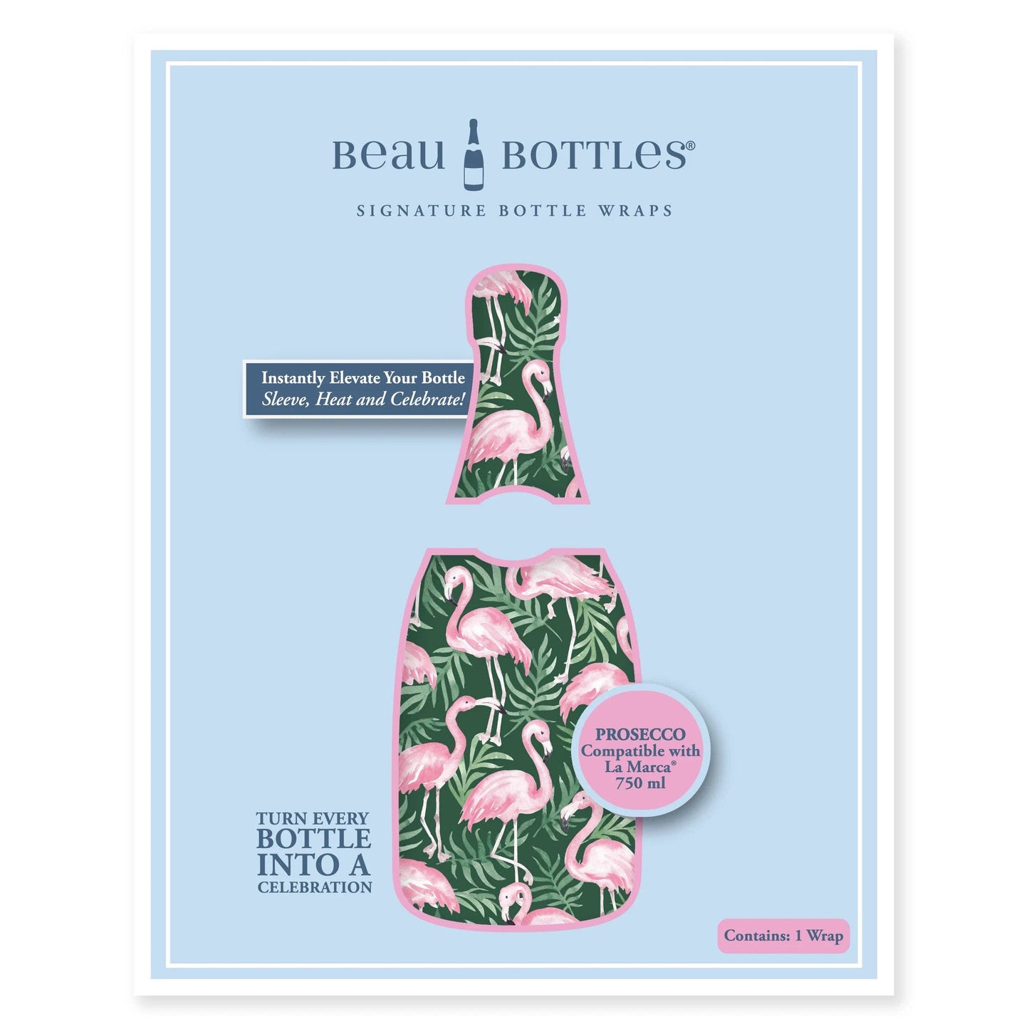 Palm Flamingo Club Prosecco Bottle Wrap
