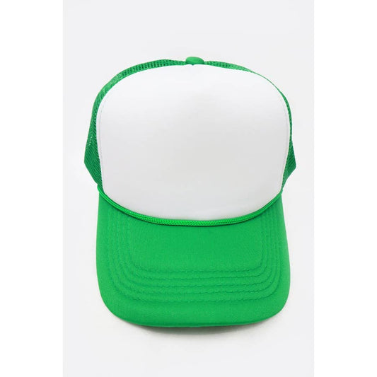 Classic Foam Solid Two Tone Trucker Hat: GREEN / ONE