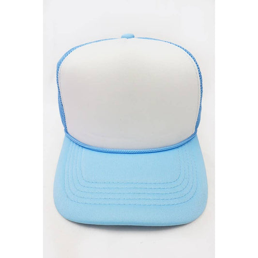 Classic Foam Solid Two Tone Trucker Hat: LIGHT BLUE / ONE