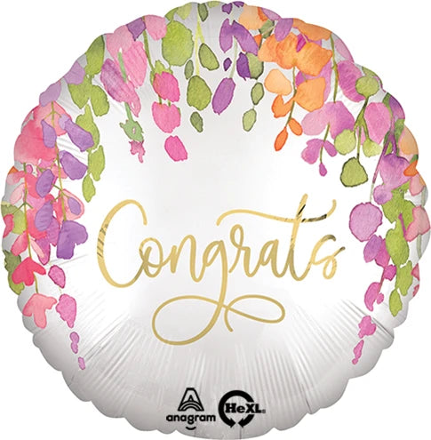 Congrats Floral 18 Inch Foil