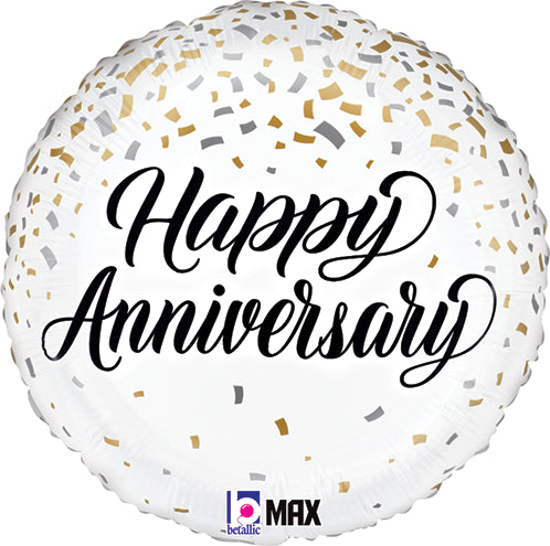 Happy Anniversary Gold Confetti 18 Inch Foil