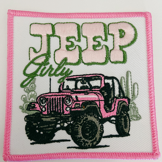 3" JEEP Girly  -  Embroidered Hat Patch: QTY 1