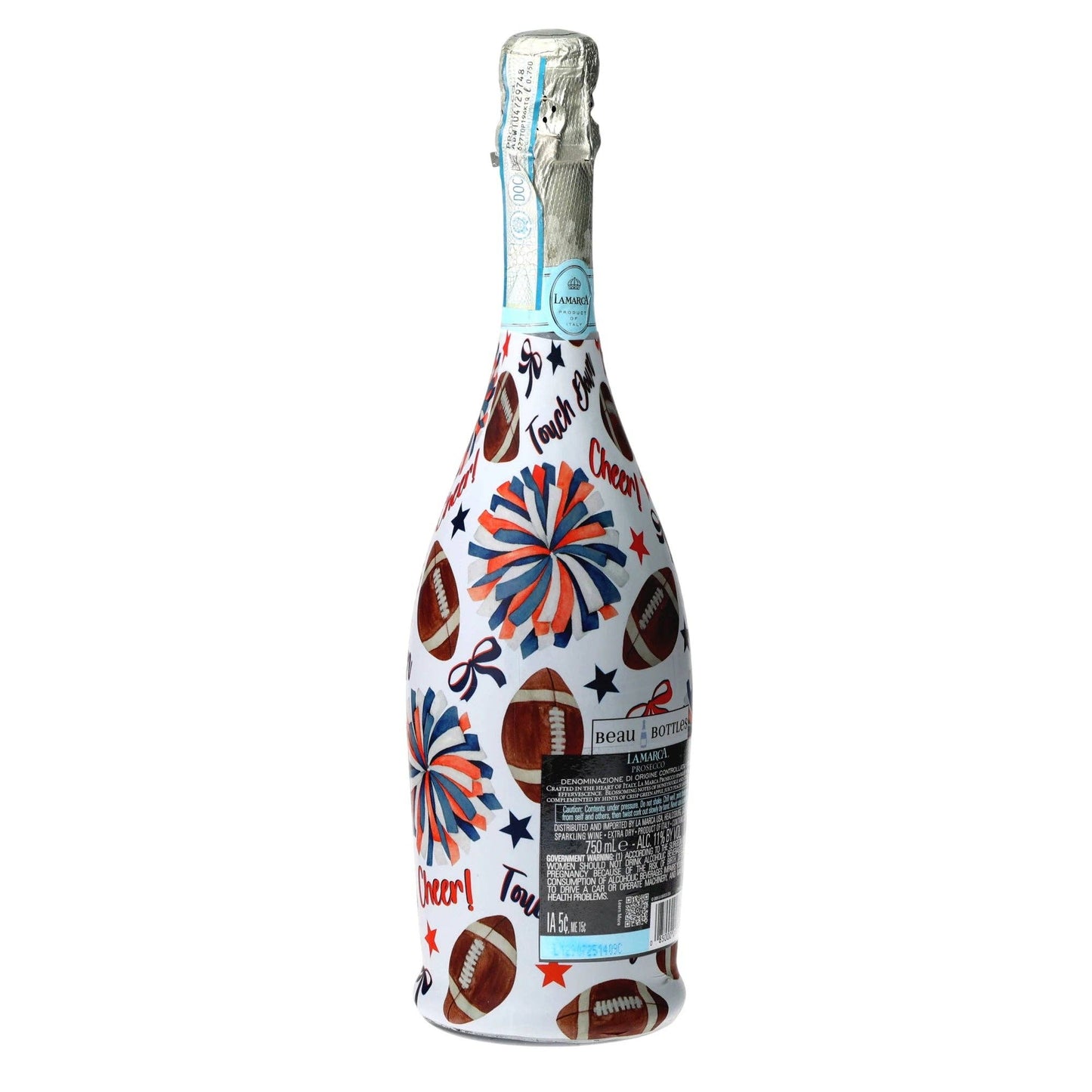 Navy & Orange Game Day Prosecco Bottle Wrap
