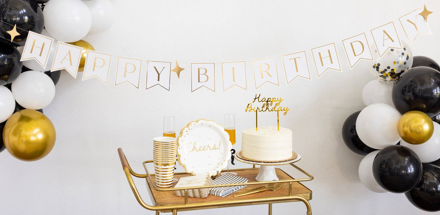 PLGBD05 - Gold Happy Birthday Cake Topper