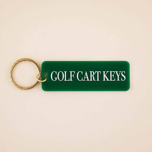 Golf Cart Keys Keychain: Keychain on Card / Kelly Green