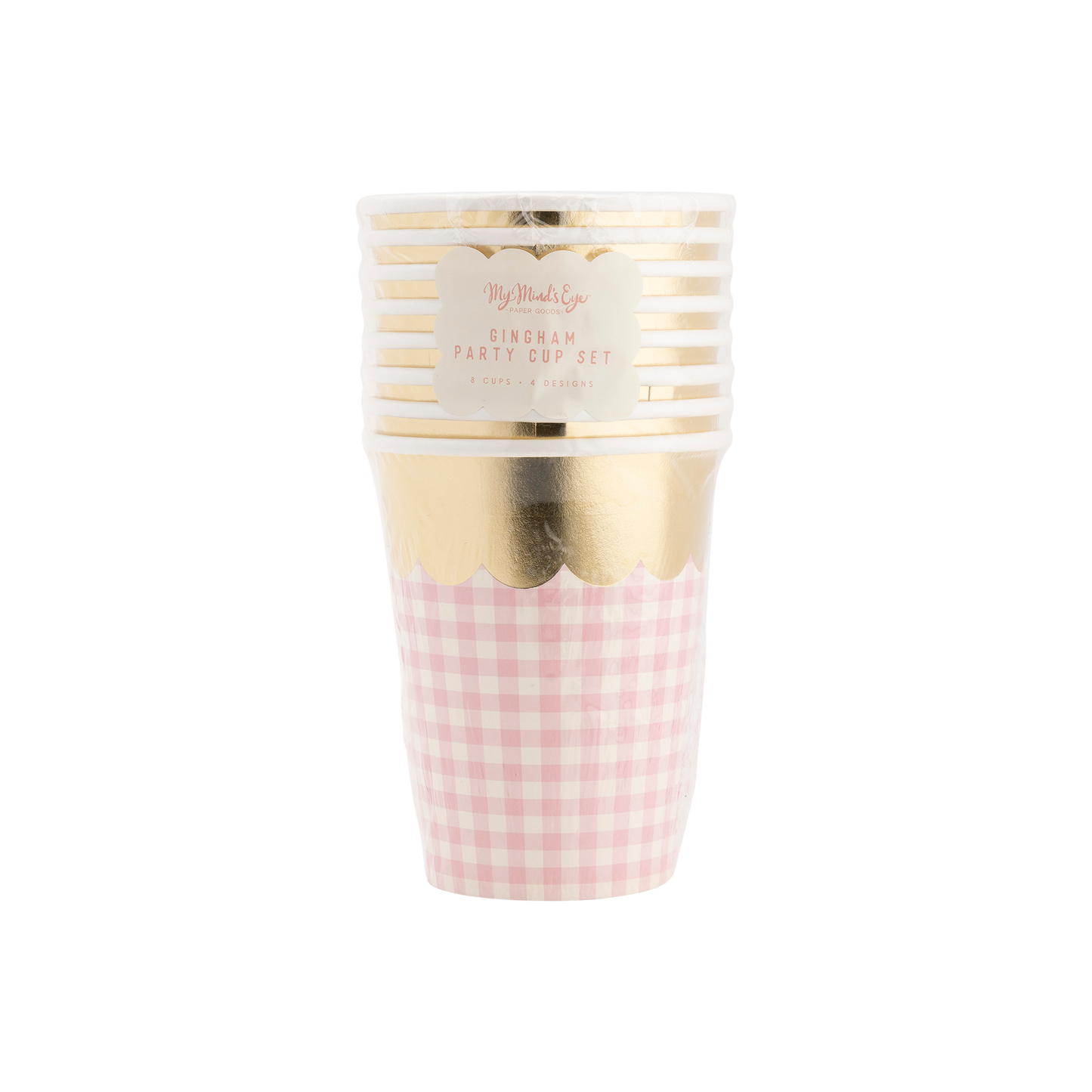 SPR1010 - Gingham Cups with Gold Scallop