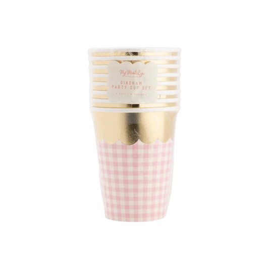 SPR1010 - Gingham Cups with Gold Scallop