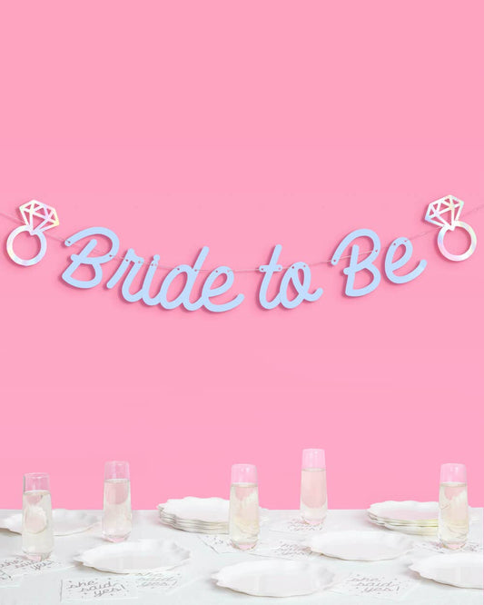 Bride to Be Banner | Blue Bridal Bachelorette Decor