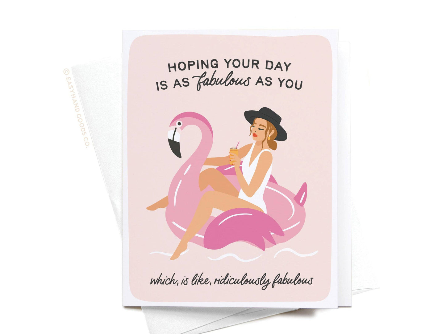 Fabulous Flamingo Floatie Greeting Card: Light