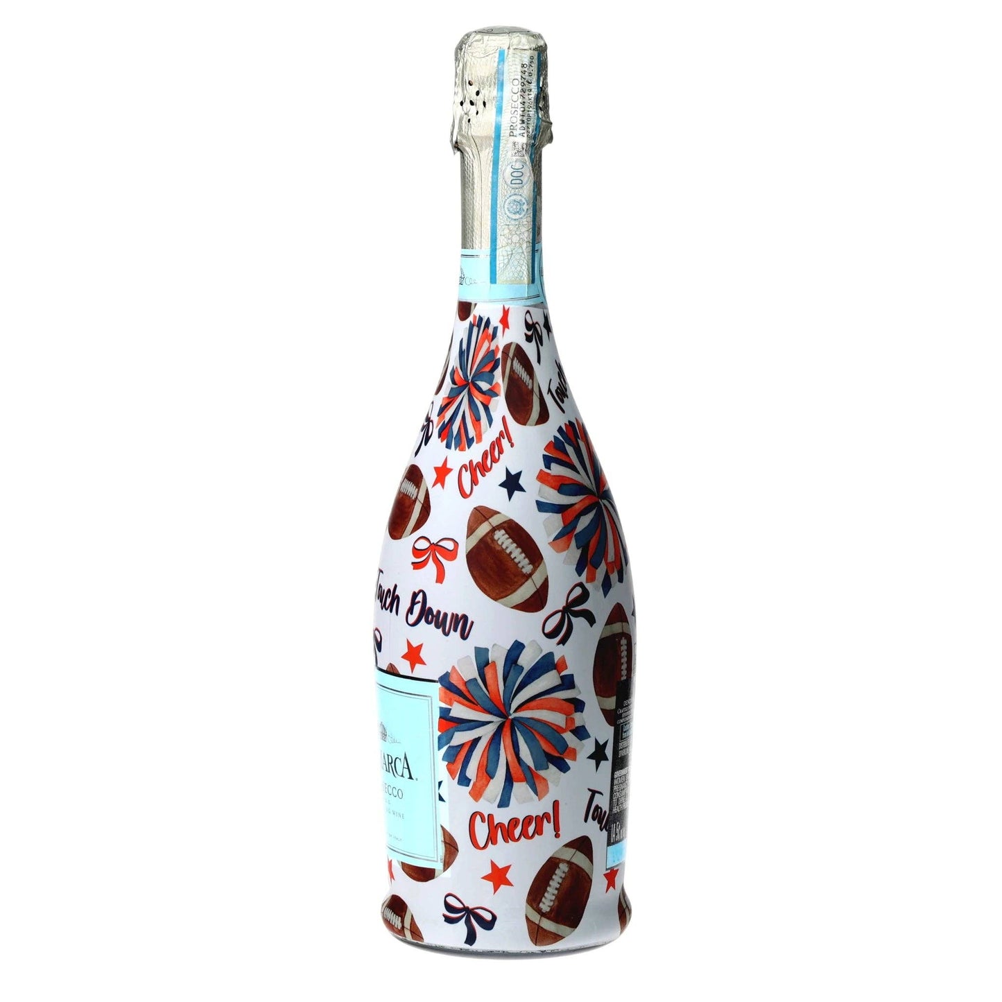 Navy & Orange Game Day Prosecco Bottle Wrap