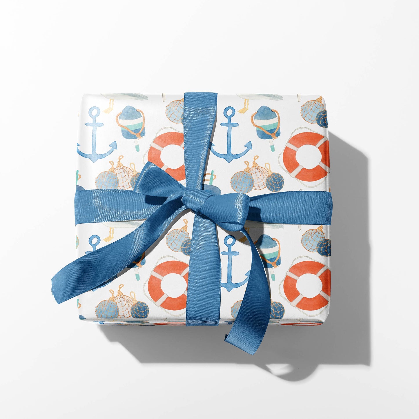 Retro Coastal Gift Wrap | Nautical Gift Wrap: Roll of 3 Sheets