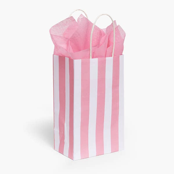 Pink Cabana Stripe Paper Gift Bag 8x4.75x10.5"