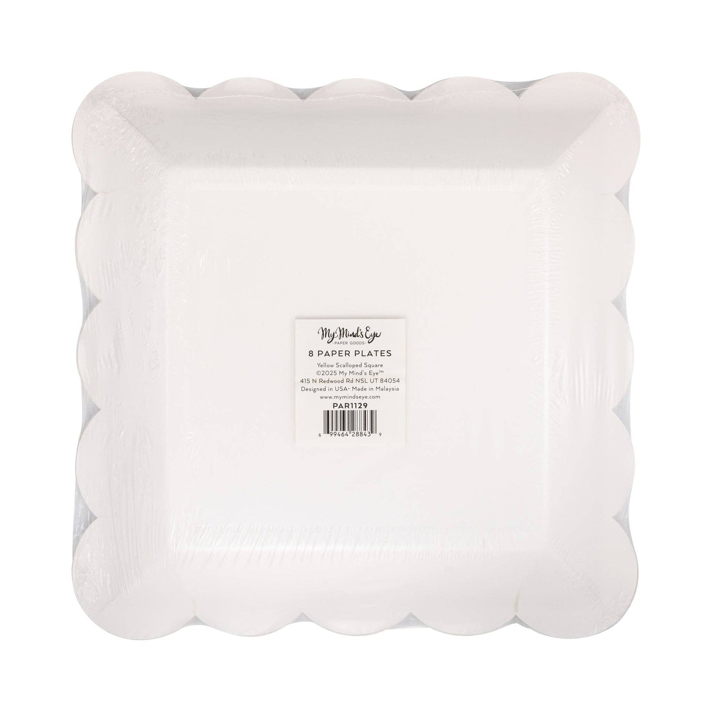 PAR1129 - Yellow Scalloped Square 9" Plate