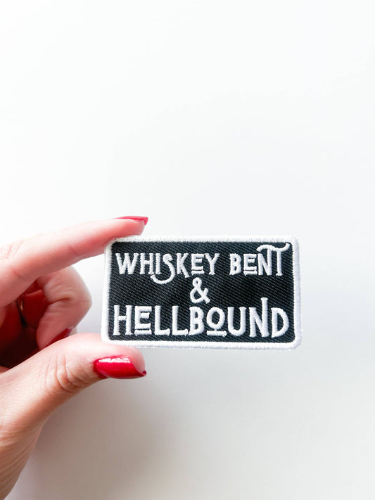 Whiskey Bent & Hell Bound Embroidered Iron-On Patch