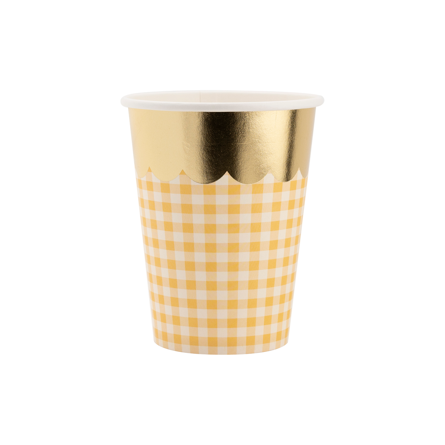 SPR1010 - Gingham Cups with Gold Scallop