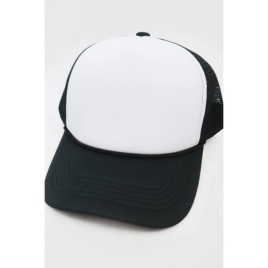 Classic Foam Dark Color Trucker Hat: BLACK/WHITE / ONE