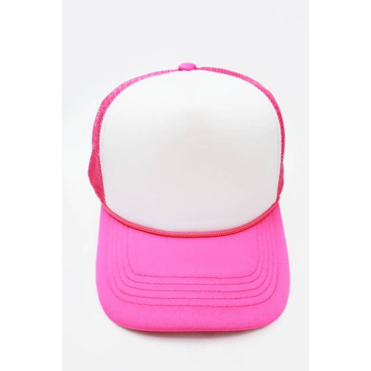 Classic Foam Solid Two Tone Trucker Hat: HOT PINK / ONE