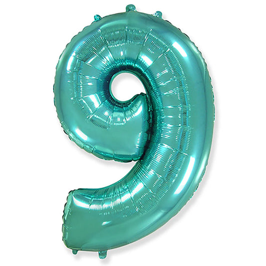 42 Inch Teal Number 9 Foil Balloon