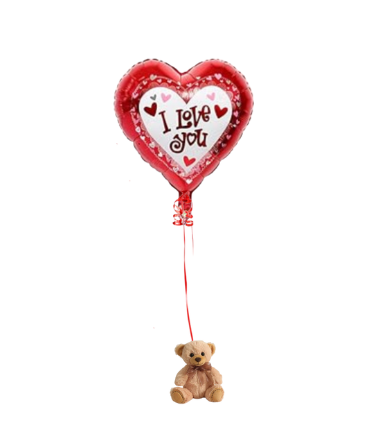 I Love You Helium Balloon on Bear