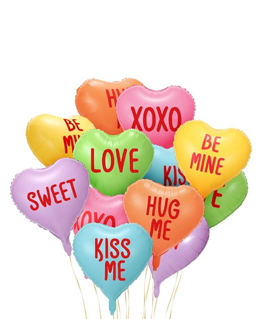 Conversation Hearts Foil Balloon Bouquet ( Dozen )