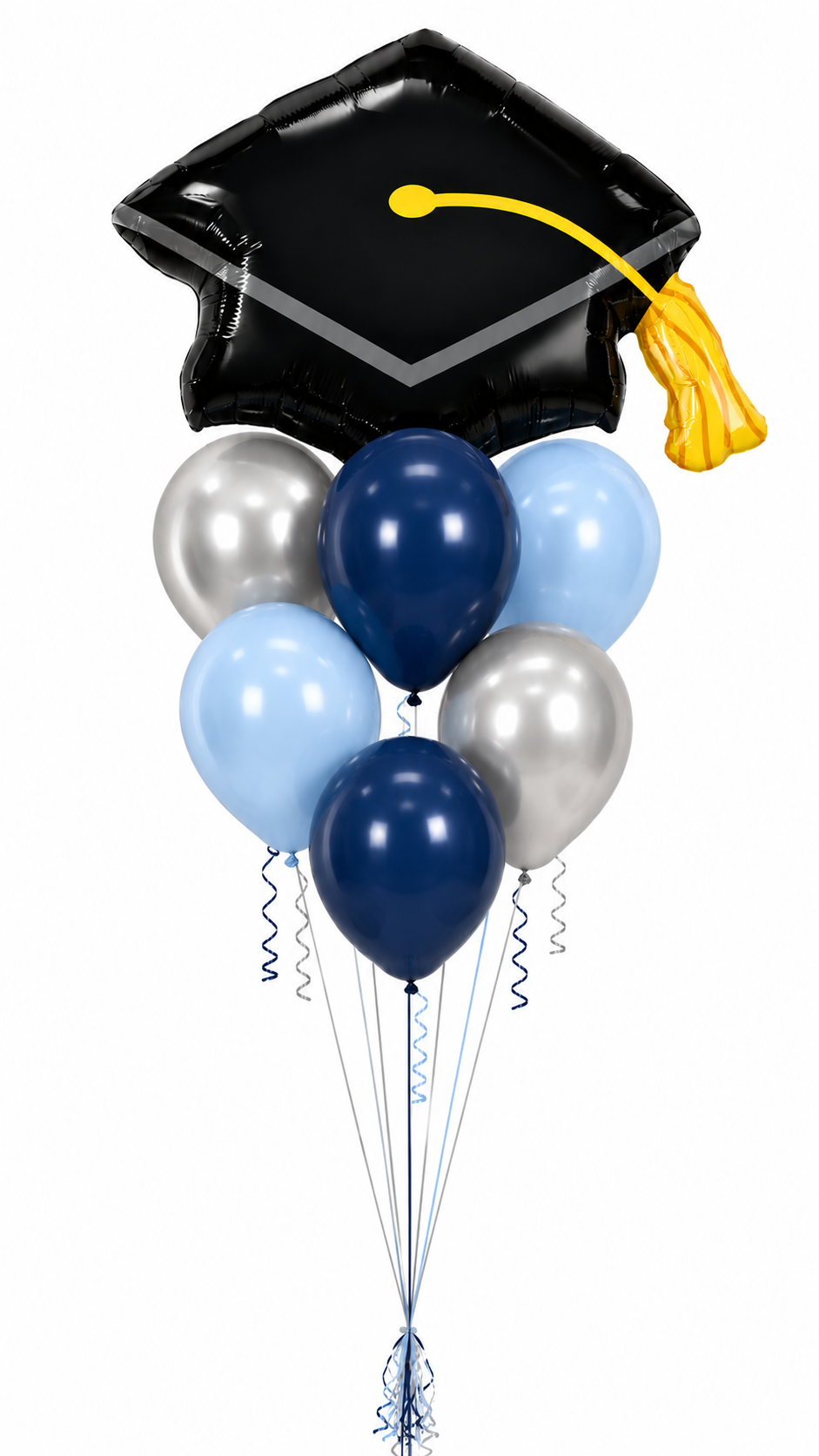 School Spirit - Blues and Silver Helium Bouquet