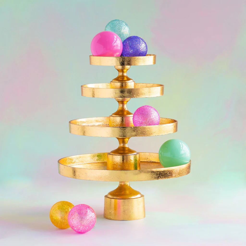 Glitterville Gold Leafed Tiered Stand