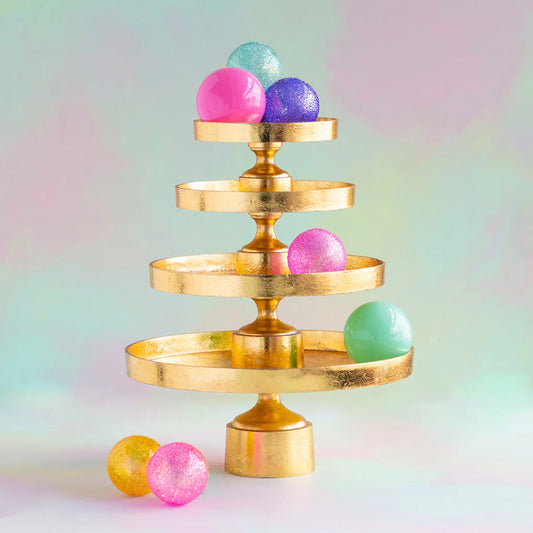 Glitterville Gold Leafed Tiered Stand